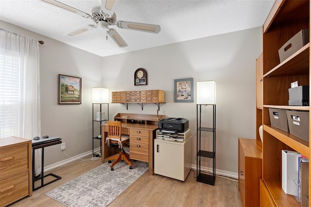 1637 Bent Oaks Blvd, Deland, FL 32724 - office space with ceiling fan, light wood finished floors, baseboards, and a textured ceiling