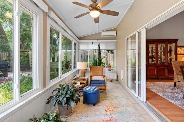 1637 Bent Oaks Blvd, Deland, FL 32724 - sunroom / solarium featuring vaulted ceiling, a wall unit AC, and tile patterned floors