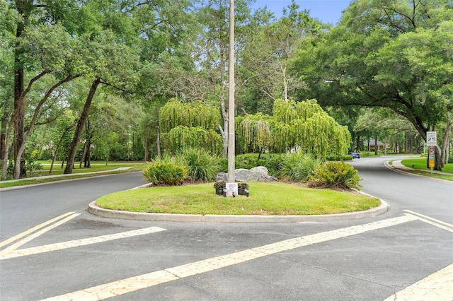 1637 Bent Oaks Blvd, Deland, FL 32724 - view of asphalt street with curbs, view of wooded area, and traffic signs