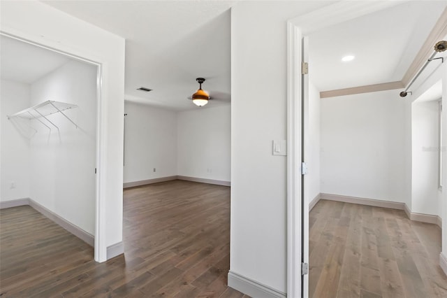 604 Springdale Dr, Flagler Beach, FL 32136 - hallway with wood finished floors and baseboards