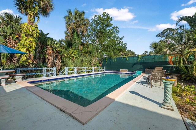 61 E Bayshore Dr, Port Orange, FL 32127 - view of swimming pool with a patio area and a fenced backyard