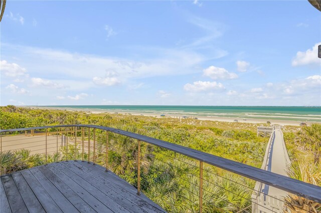 1209 N Atlantic Ave, New Smyrna Beach, FL 32169 - wooden deck featuring view of water and beach