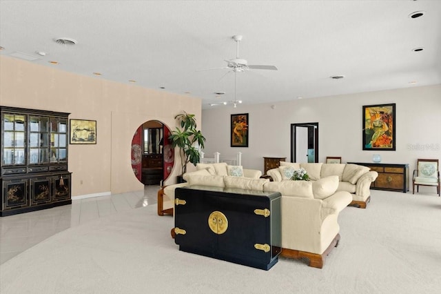 915 Ocean Shore Blvd Unit 8010, Ormond Beach, FL 32176 - living area featuring a ceiling fan
