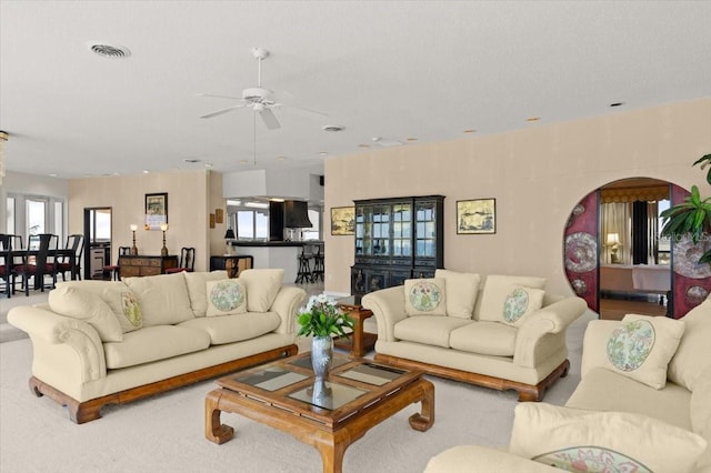 915 Ocean Shore Blvd Unit 8010, Ormond Beach, FL 32176 - carpeted living room with a ceiling fan