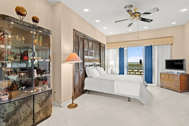 915 Ocean Shore Blvd Unit 8010, Ormond Beach, FL 32176 - bedroom featuring baseboards, recessed lighting, and ceiling fan