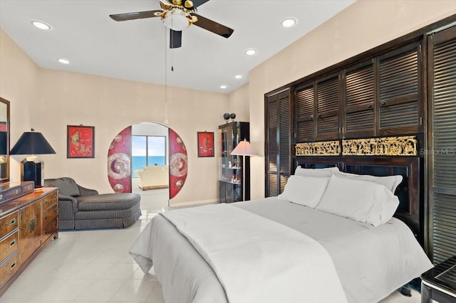915 Ocean Shore Blvd Unit 8010, Ormond Beach, FL 32176 - bedroom featuring recessed lighting and ceiling fan