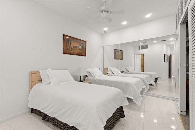 915 Ocean Shore Blvd Unit 8010, Ormond Beach, FL 32176 - bedroom featuring light tile patterned floors, recessed lighting, and baseboards