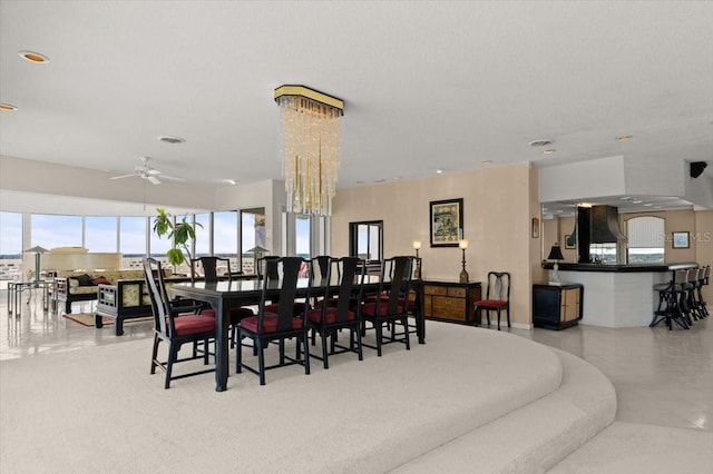 915 Ocean Shore Blvd Unit 8010, Ormond Beach, FL 32176 - dining room featuring a ceiling fan and recessed lighting
