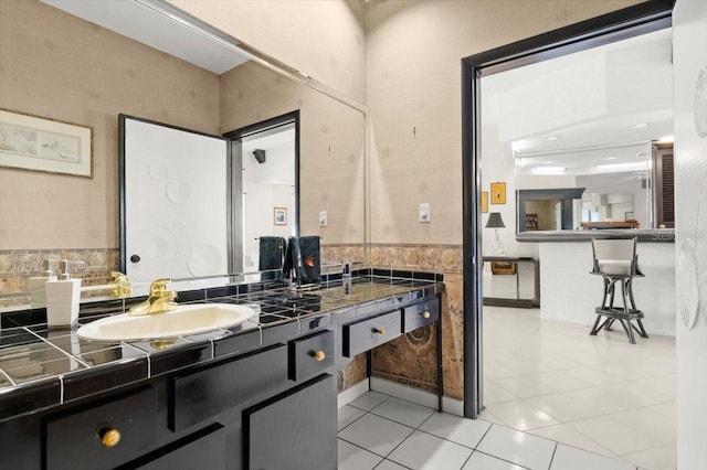 915 Ocean Shore Blvd Unit 8010, Ormond Beach, FL 32176 - bathroom with tile patterned flooring and double vanity