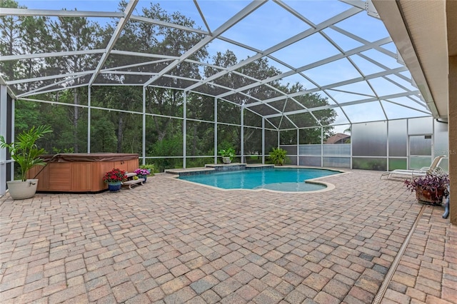 1910 Creekwater Blvd, Port Orange, FL 32128 - outdoor pool featuring a hot tub, a patio area, and a lanai