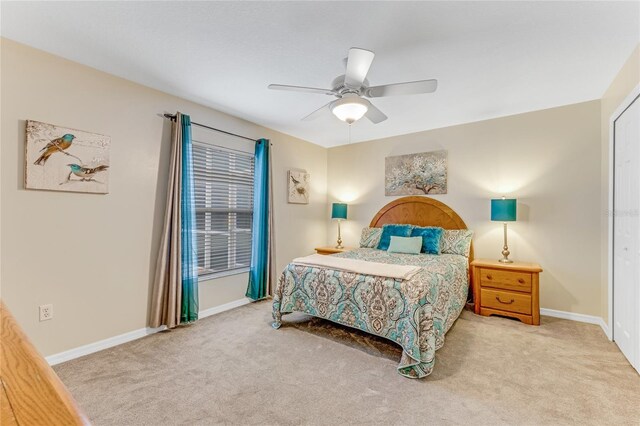 1910 Creekwater Blvd, Port Orange, FL 32128 - bedroom featuring carpet, baseboards, a ceiling fan, and a closet