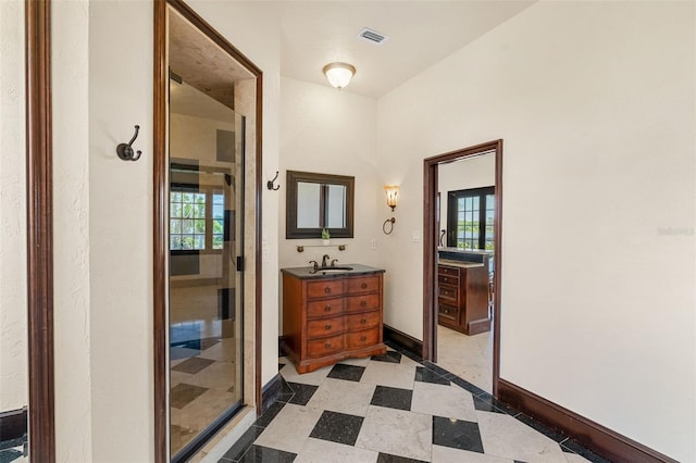 5366 N Lake Farms Rd, De Leon Springs, FL 32130 - full bathroom with vanity and a shower stall