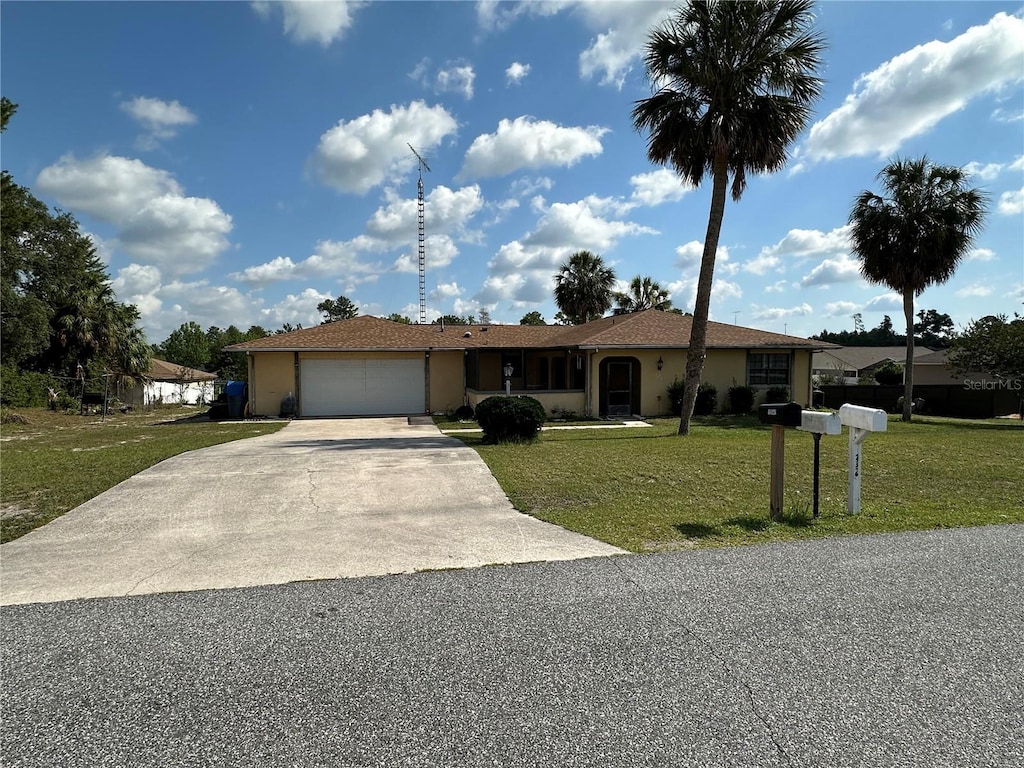15555 SW 46th Cir, Ocala, FL 34473 - single story home featuring concrete driveway, a front yard, an attached garage, and stucco siding