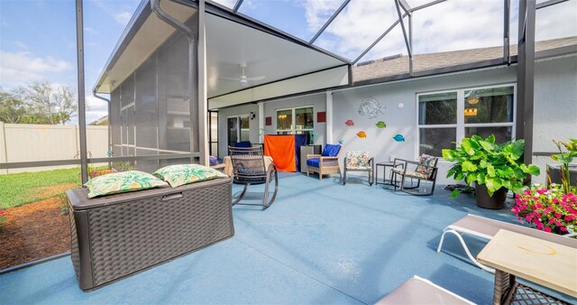 1671 Pecorino Ct, Titusville, FL 32780 - sunroom / solarium with outdoor lounge area and a ceiling fan