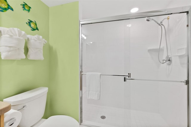 3315 S Atlantic Ave Unit 1406, Daytona Beach Shores, FL 32118 - full bathroom with toilet, a shower stall, and recessed lighting