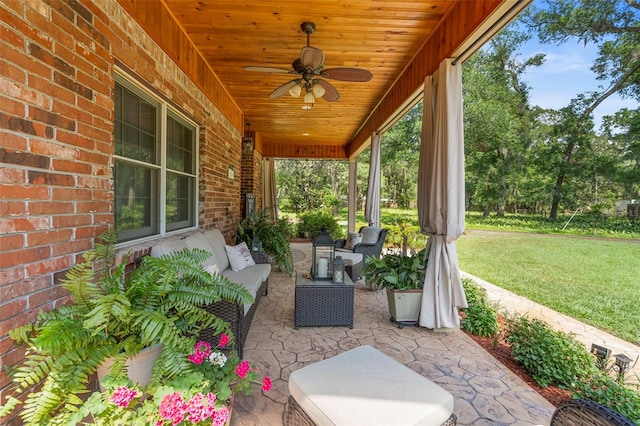 1056 Reynolds Rd, De Leon Springs, FL 32130 - view of patio featuring an outdoor hangout area and a ceiling fan