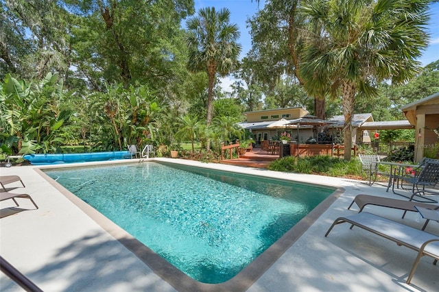 1056 Reynolds Rd, De Leon Springs, FL 32130 - swimming pool with a patio and a deck
