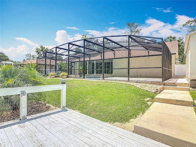 1520 Stone Trl, Enterprise, FL 32725 - deck featuring a lawn and a lanai