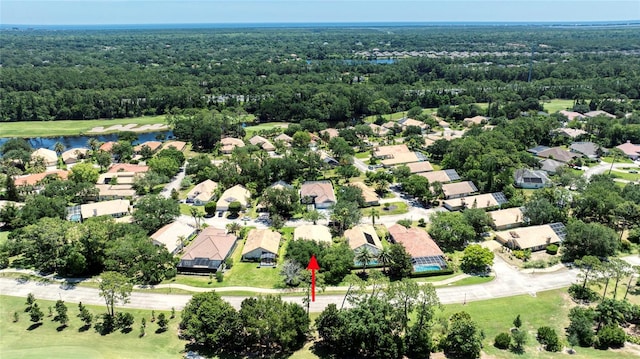 438 Harbour Town Ln, Ormond Beach, FL 32174 - aerial view of residential area with a large body of water, a local golf course, and a heavily wooded area