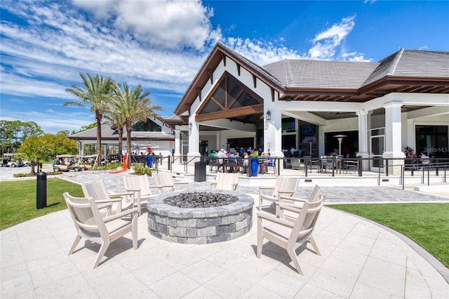 438 Harbour Town Ln, Ormond Beach, FL 32174 - view of patio / terrace with a fire pit and a gazebo