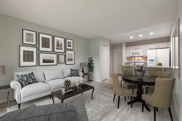 1401 S Palmetto Ave Unit 119, Daytona Beach, FL 32114 - living room featuring recessed lighting, light wood-style floors, and baseboards