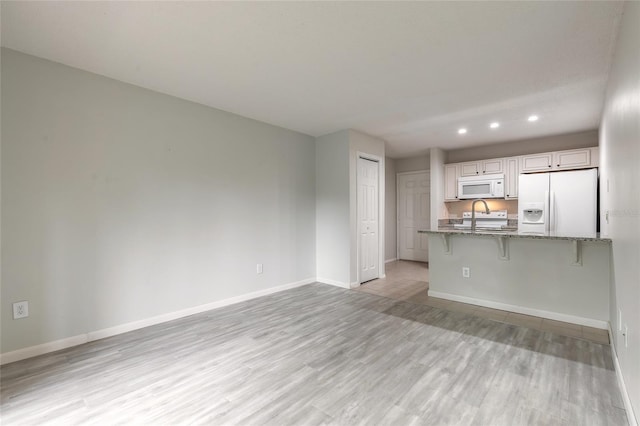 1401 S Palmetto Ave Unit 119, Daytona Beach, FL 32114 - unfurnished living room with recessed lighting, light wood finished floors, baseboards, and a sink
