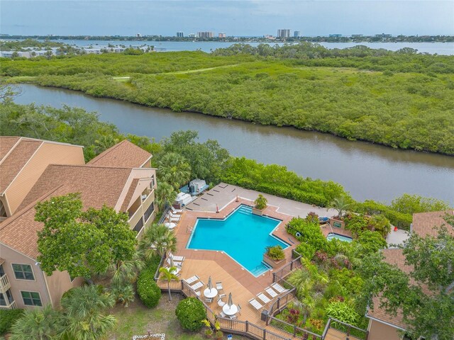 1401 S Palmetto Ave Unit 119, Daytona Beach, FL 32114 - bird's eye view of a pool and a large body of water