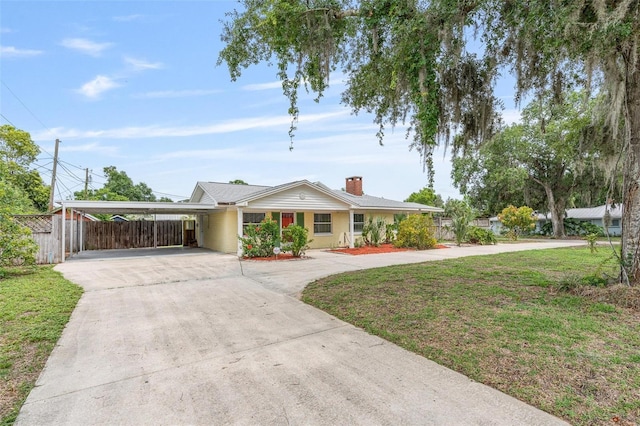 1411 Cliff Ave, Eustis, FL 32726 - single story home with driveway, a carport, and a chimney
