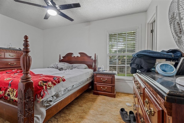 137 Fort Smith Blvd, Deltona, FL 32738 - bedroom with light colored carpet, a textured ceiling, and ceiling fan
