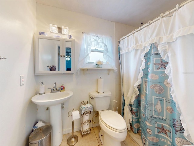 1229 Jeffery Dr, Port Orange, FL 32129 - full bath with toilet, tile patterned flooring, and curtained shower