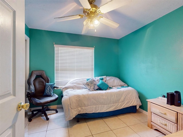 1229 Jeffery Dr, Port Orange, FL 32129 - bedroom with light tile patterned flooring, ceiling fan, and baseboards
