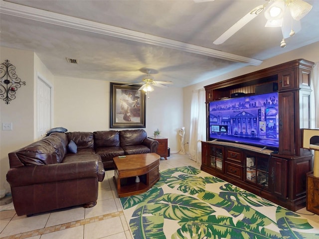 1229 Jeffery Dr, Port Orange, FL 32129 - living area featuring light tile patterned flooring and a ceiling fan