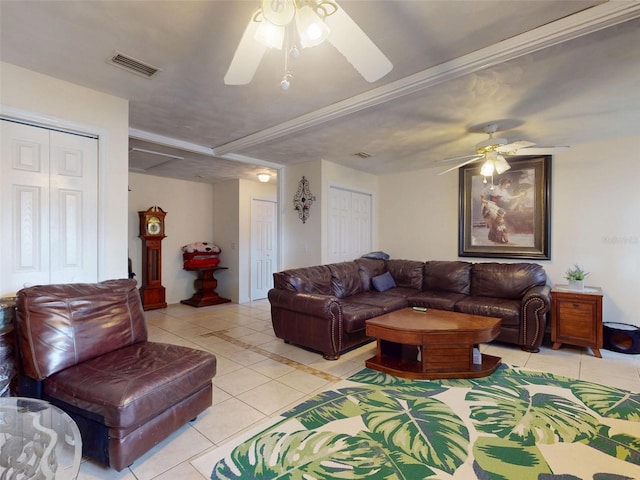 1229 Jeffery Dr, Port Orange, FL 32129 - living area featuring ceiling fan and light tile patterned floors
