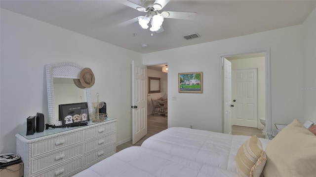 940 Village Trl Unit 8-205, Port Orange, FL 32127 - bedroom featuring wood finished floors and ceiling fan
