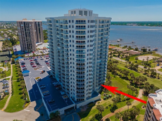 2 Oceans W Blvd Unit 305, Daytona Beach, FL 32118 - drone / aerial view of apartment complex and a nearby body of water