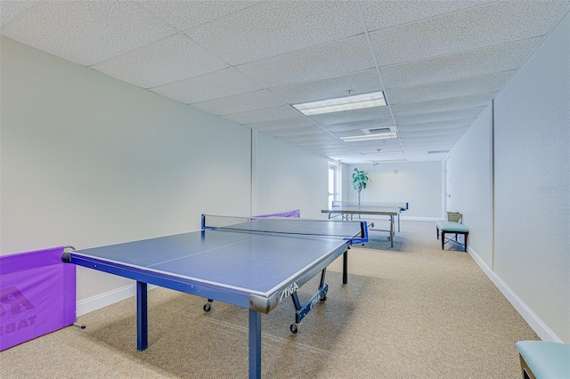 2 Oceans W Blvd Unit 305, Daytona Beach, FL 32118 - rec room featuring carpet and a drop ceiling