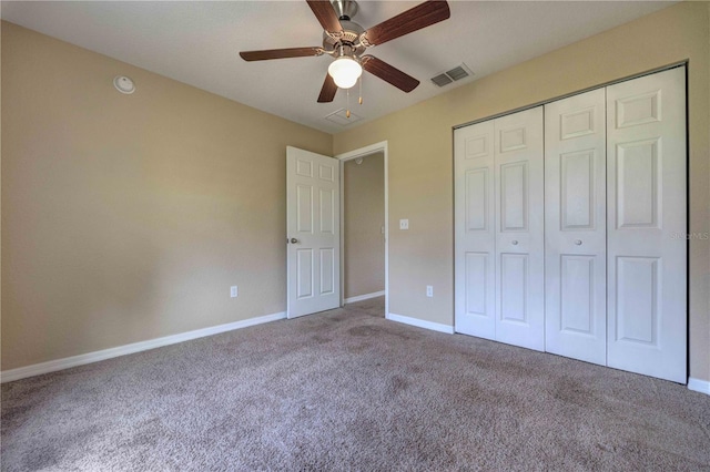 6 Laurel Pass Ct, Ocala, FL 34480 - unfurnished bedroom featuring carpet, baseboards, a closet, and a ceiling fan