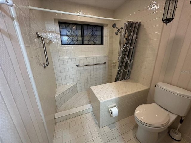 96 Old Barn Trl, Ormond Beach, FL 32174 - bathroom with tile patterned floors, toilet, and a shower stall