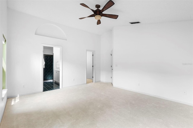 802 Royal Oak Ct, Deland, FL 32724 - unfurnished bedroom featuring carpet flooring, baseboards, ensuite bathroom, and a ceiling fan