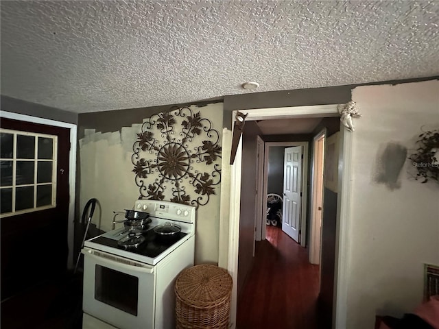 43721 State Road 19, Altoona, FL 32702 - kitchen with white electric range oven, a textured ceiling, and wood finished floors
