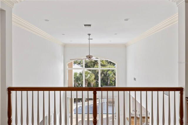 2275 Genesea Ln, Vero Beach, FL 32963 - corridor with ornamental molding and a towering ceiling