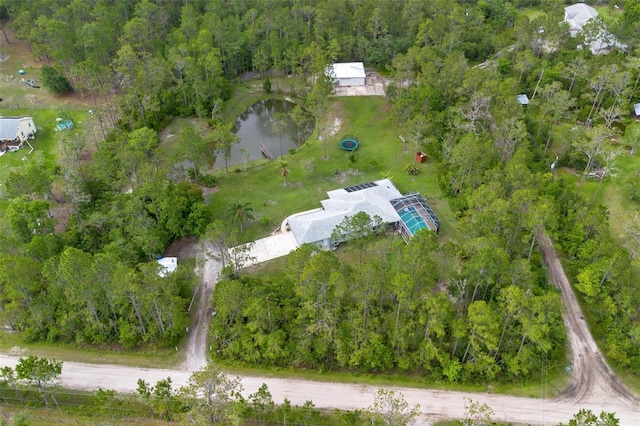 3671 Plantation Dr, Ormond Beach, FL 32174 - aerial view of property and surrounding area featuring a large body of water and a heavily wooded area