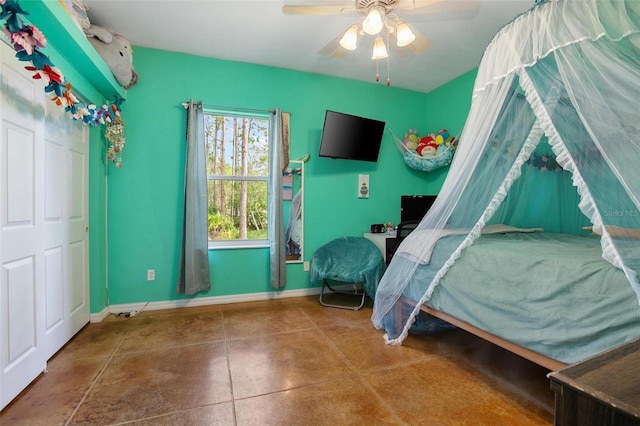 3671 Plantation Dr, Ormond Beach, FL 32174 - bedroom featuring baseboards and a ceiling fan