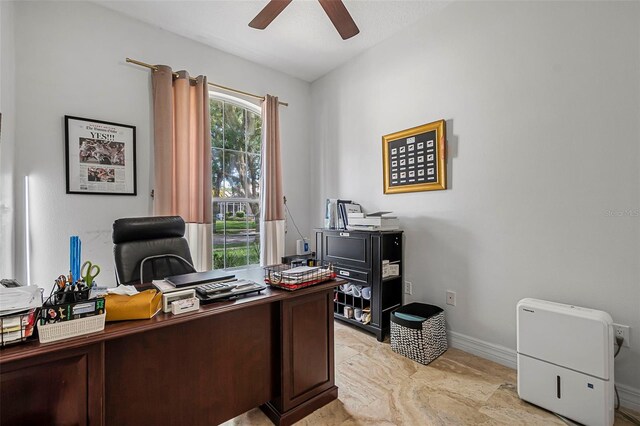 45 Saint Andrews Ct, Palm Coast, FL 32137 - office space featuring a ceiling fan and baseboards
