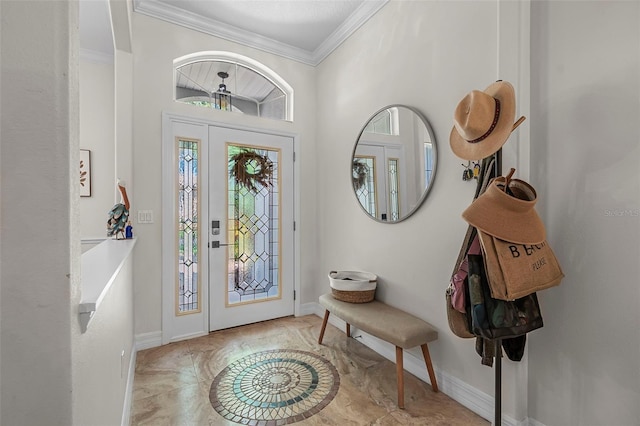 45 Saint Andrews Ct, Palm Coast, FL 32137 - entrance foyer featuring ornamental molding and marble finish flooring