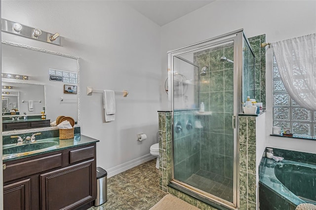 45 Saint Andrews Ct, Palm Coast, FL 32137 - bathroom with vanity, a stall shower, a bath, and tile patterned floors