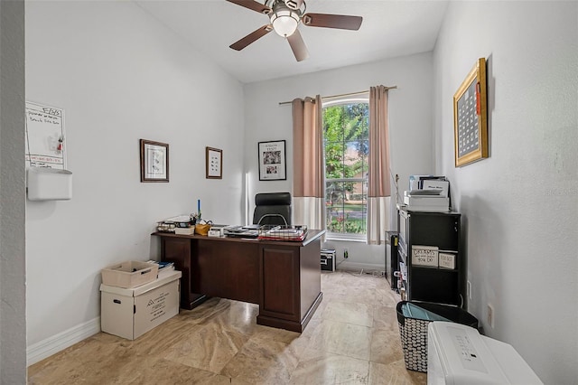 45 Saint Andrews Ct, Palm Coast, FL 32137 - office space with a ceiling fan and baseboards