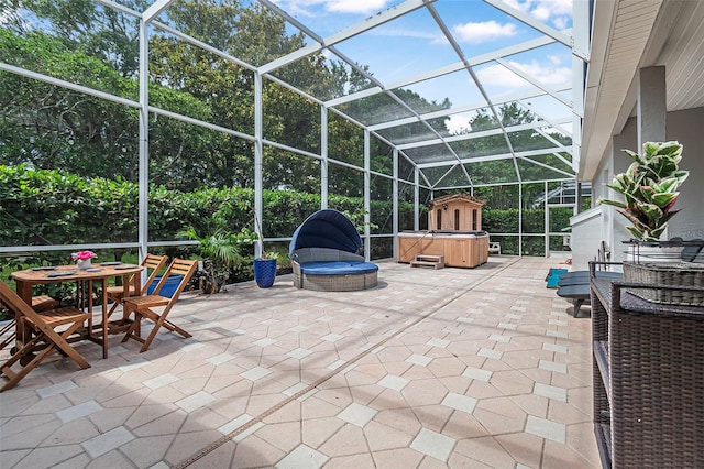 45 Saint Andrews Ct, Palm Coast, FL 32137 - view of patio / terrace with a hot tub and glass enclosure