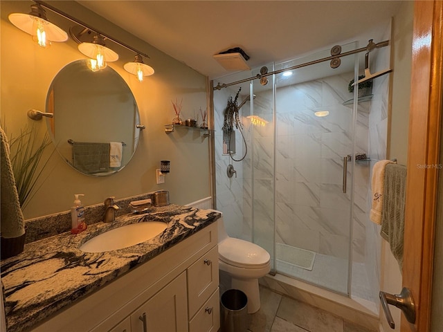 411 N Halifax Ave Unit 208, Daytona Beach, FL 32118 - full bath featuring vanity, a marble finish shower, toilet, and tile patterned floors