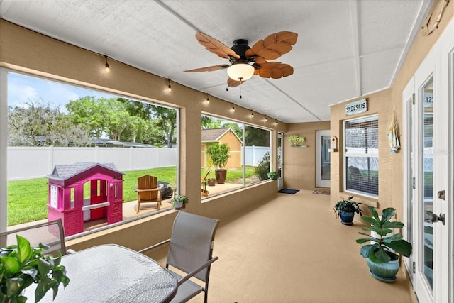 3132 Mango Tree Dr, Edgewater, FL 32141 - sunroom featuring plenty of natural light and ceiling fan